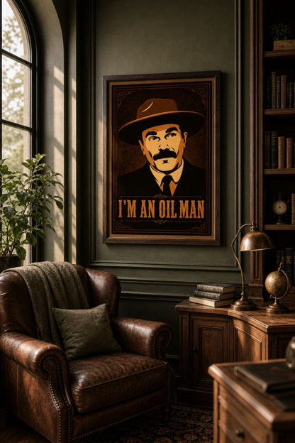 Matte poster with vintage oilman portrait illustration and I'm an Oil Man text