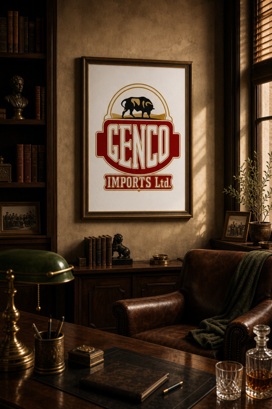 "The Godfathers Genco Imports Ltd" front company crest matte poster