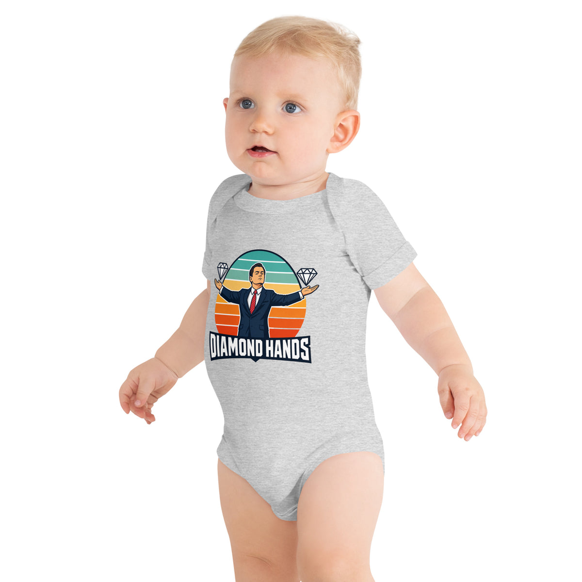 Baby bodysuit with a diamond hands design