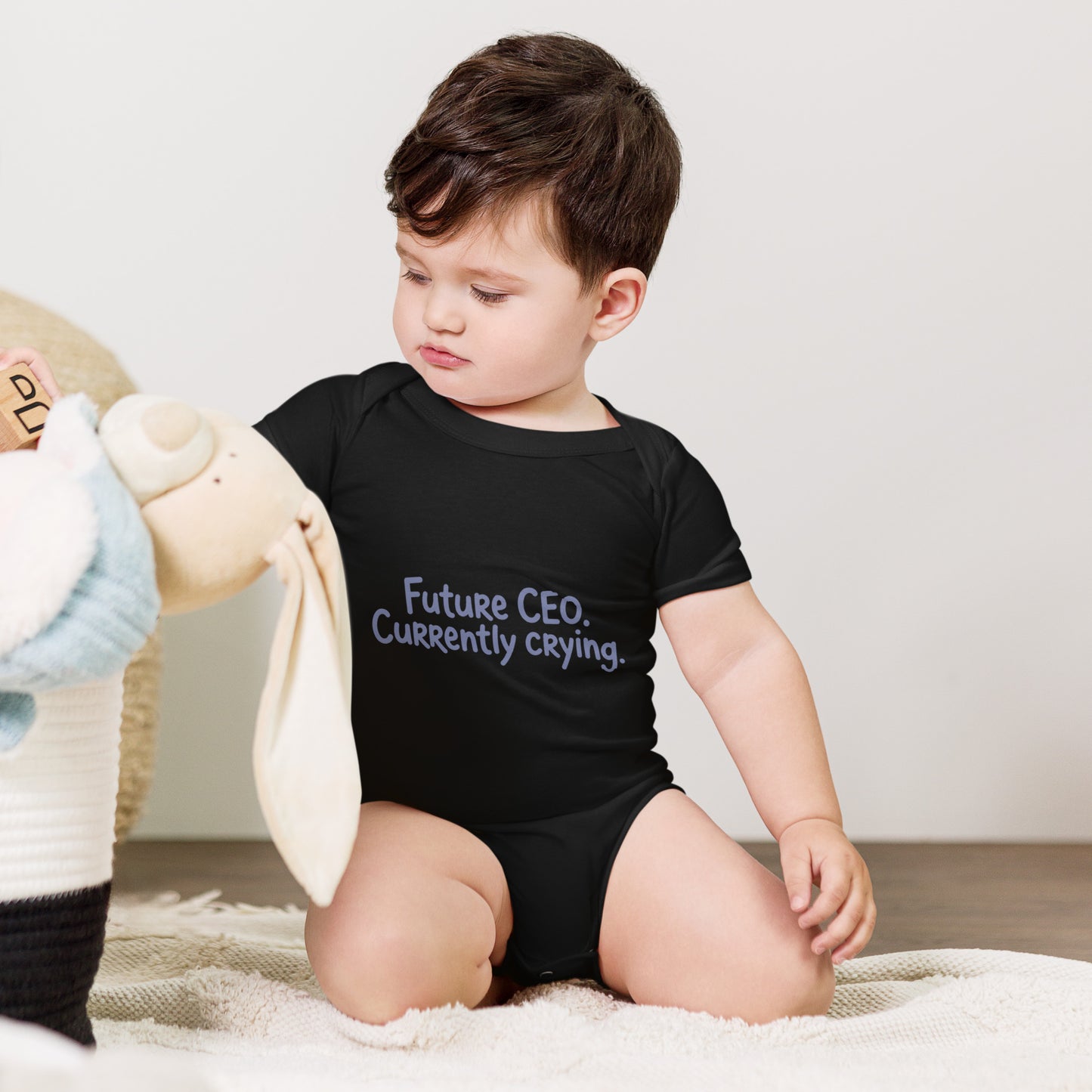 Baby bodysuit with the words Future CEO, currently crying