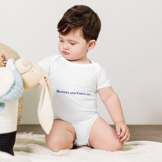 Baby bodysuit with the words Buffett and Chill Inc