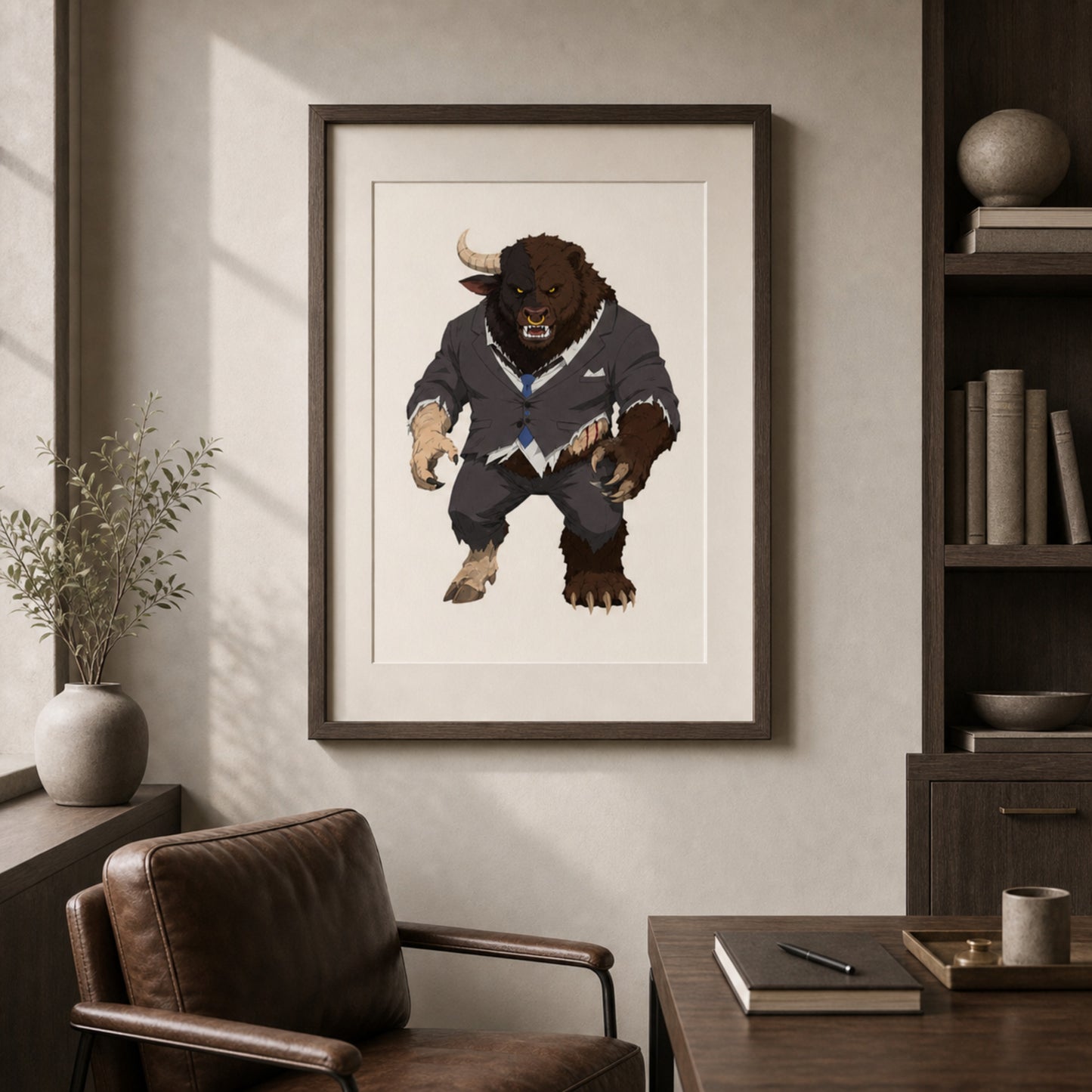 "Bull Bear Man" South Park ManBearPig-style matte poster