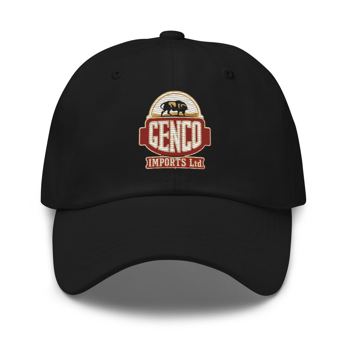 "The Godfathers Genco Imports" front company design on a dad hat