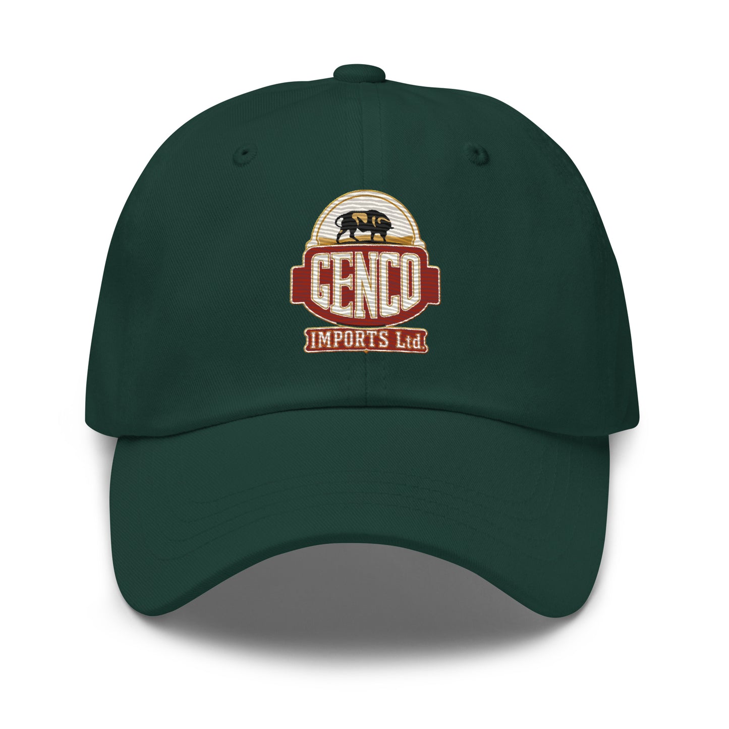 "The Godfathers Genco Imports" front company design on a dad hat