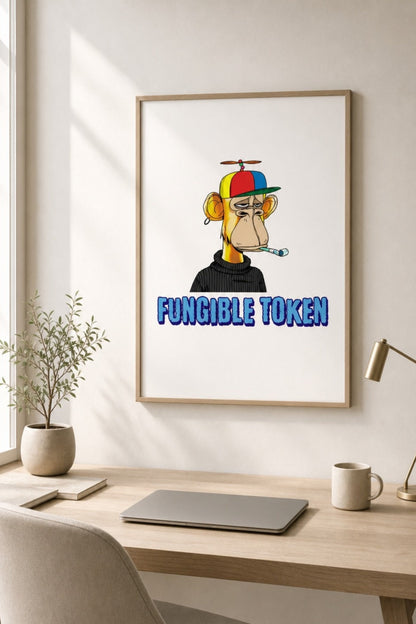 "Fungible Token" crypto-humor matte poster