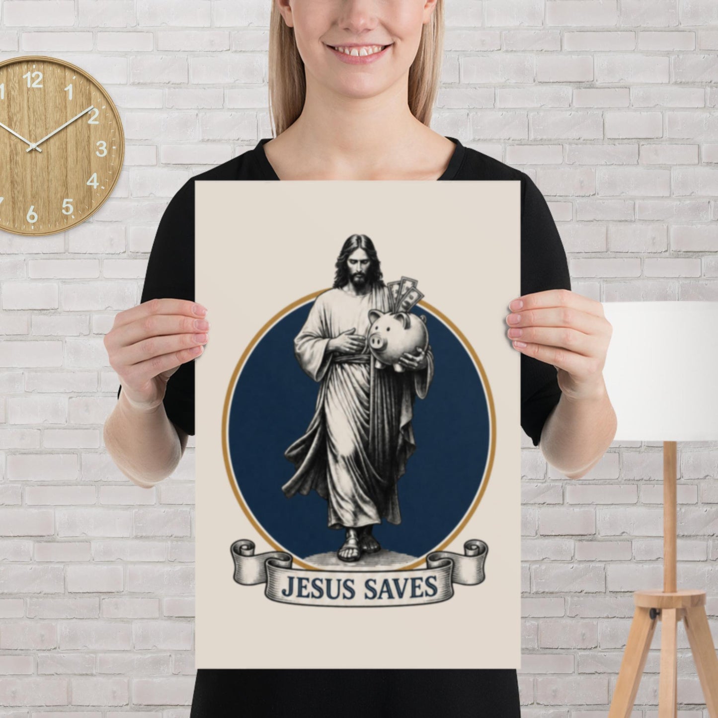 "Jesus Saves" savings-humor matte poster