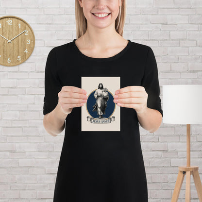 "Jesus Saves" savings-humor matte poster