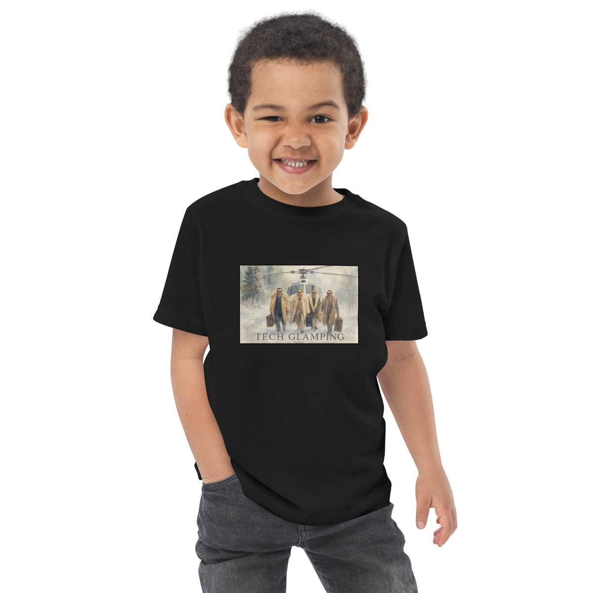 Toddler t-shirt with a Tech Glamping design