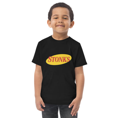Toddler t-shirt with the word Stonks in bold lettering