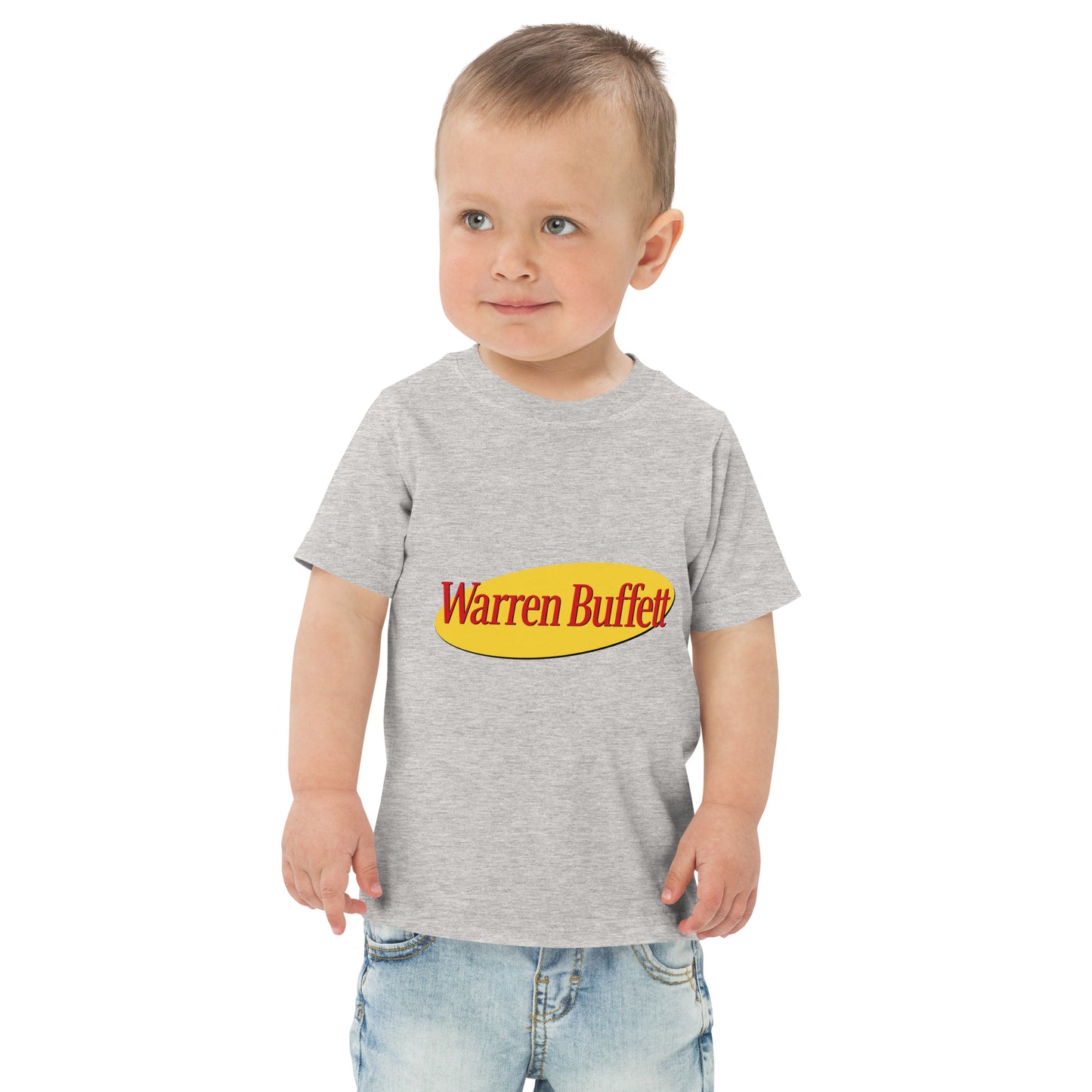 Toddler t-shirt with a stylised portrait design of a well-known value investor