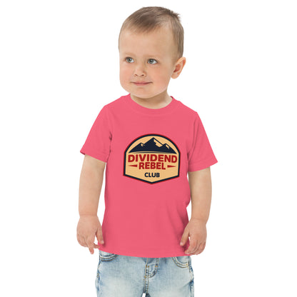 Toddler t-shirt with a Dividend Rebel Club emblem design