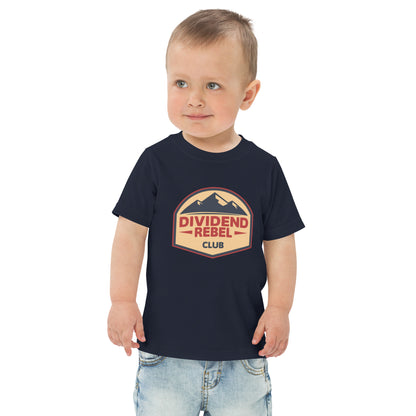 Toddler t-shirt with a Dividend Rebel Club emblem design