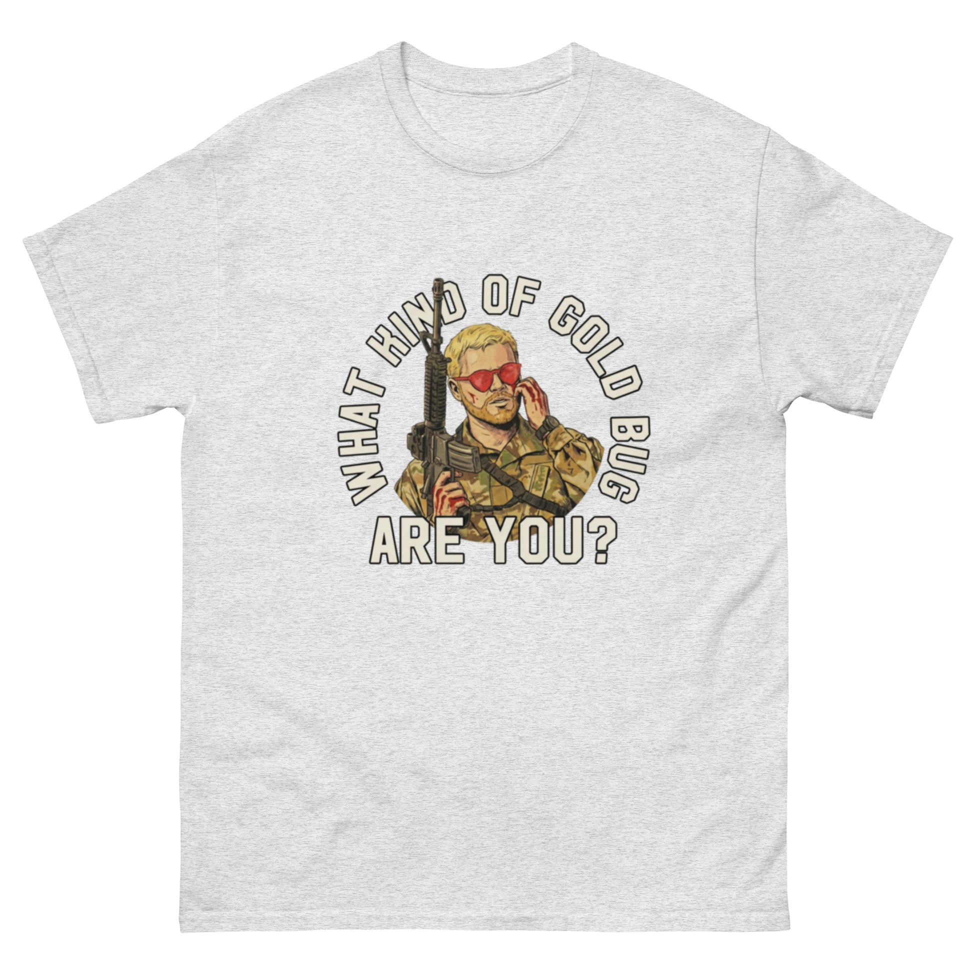"What kind of gold bug are you?" Civil War (2024)-styled unisex t-shirt