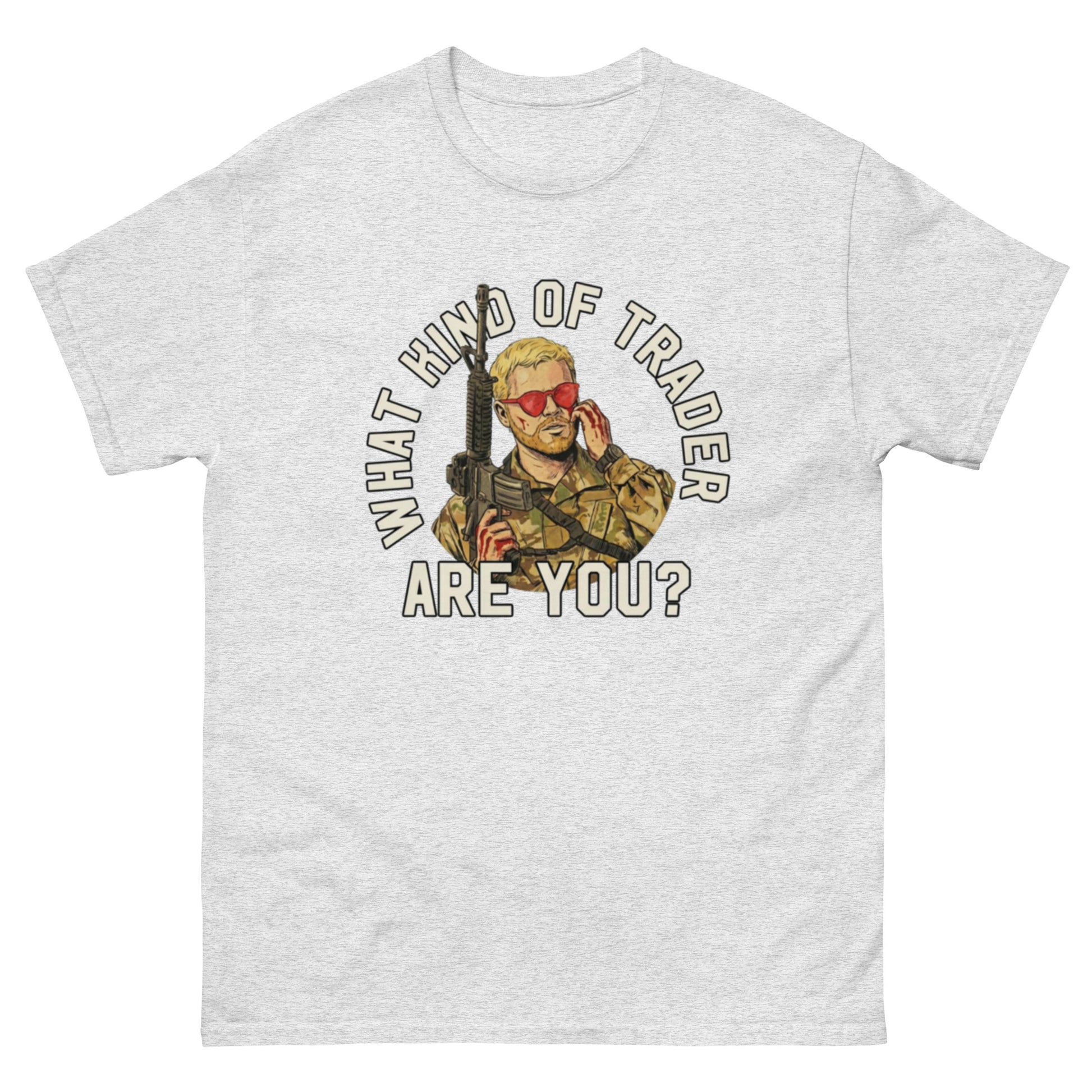 "What kind of trader are you?" Civil War (2024)-styled unisex t-shirt