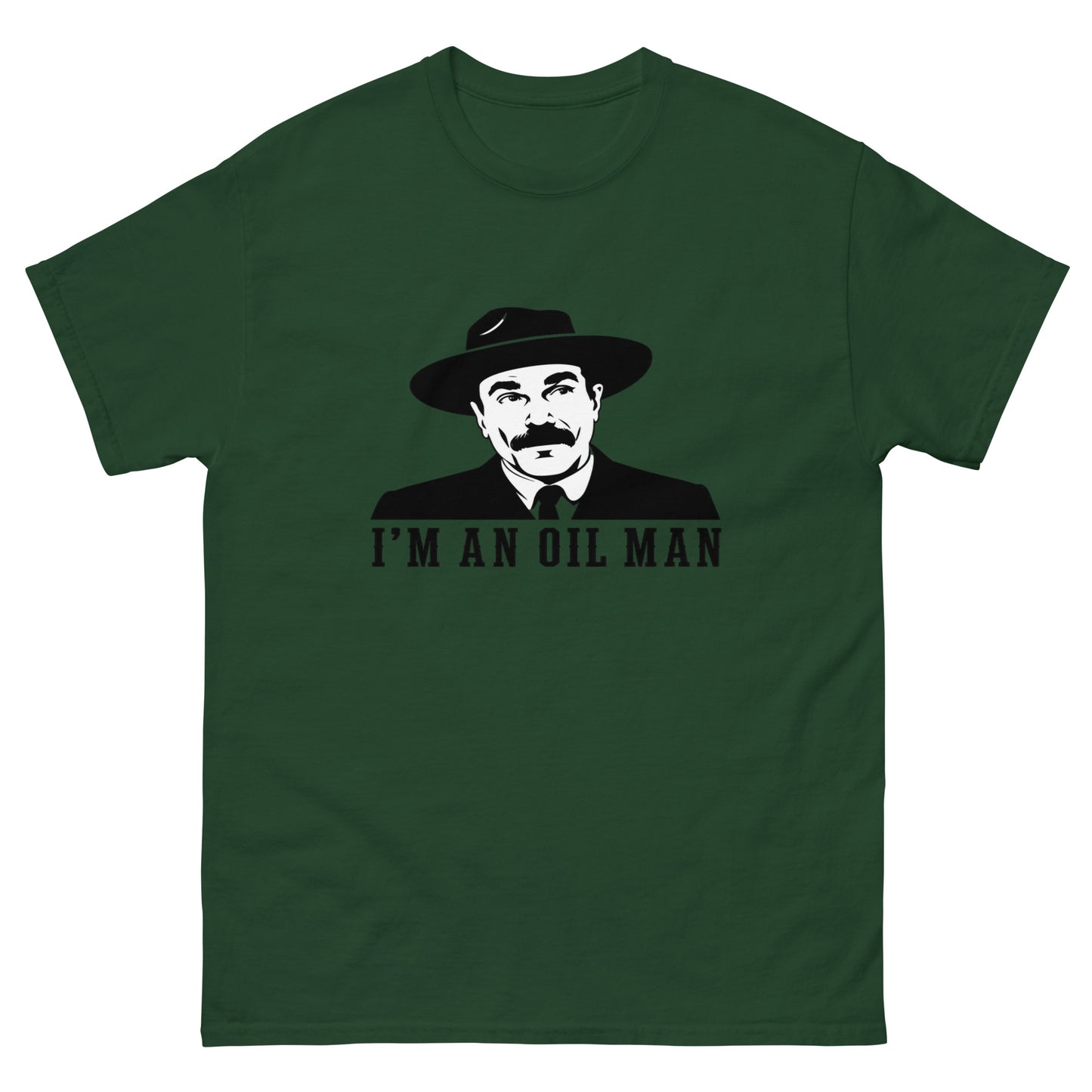Unisex t-shirt with vintage oilman portrait illustration and I'm an Oil Man text