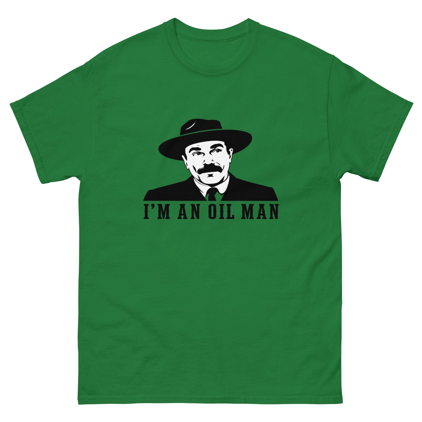 Unisex t-shirt with vintage oilman portrait illustration and I'm an Oil Man text