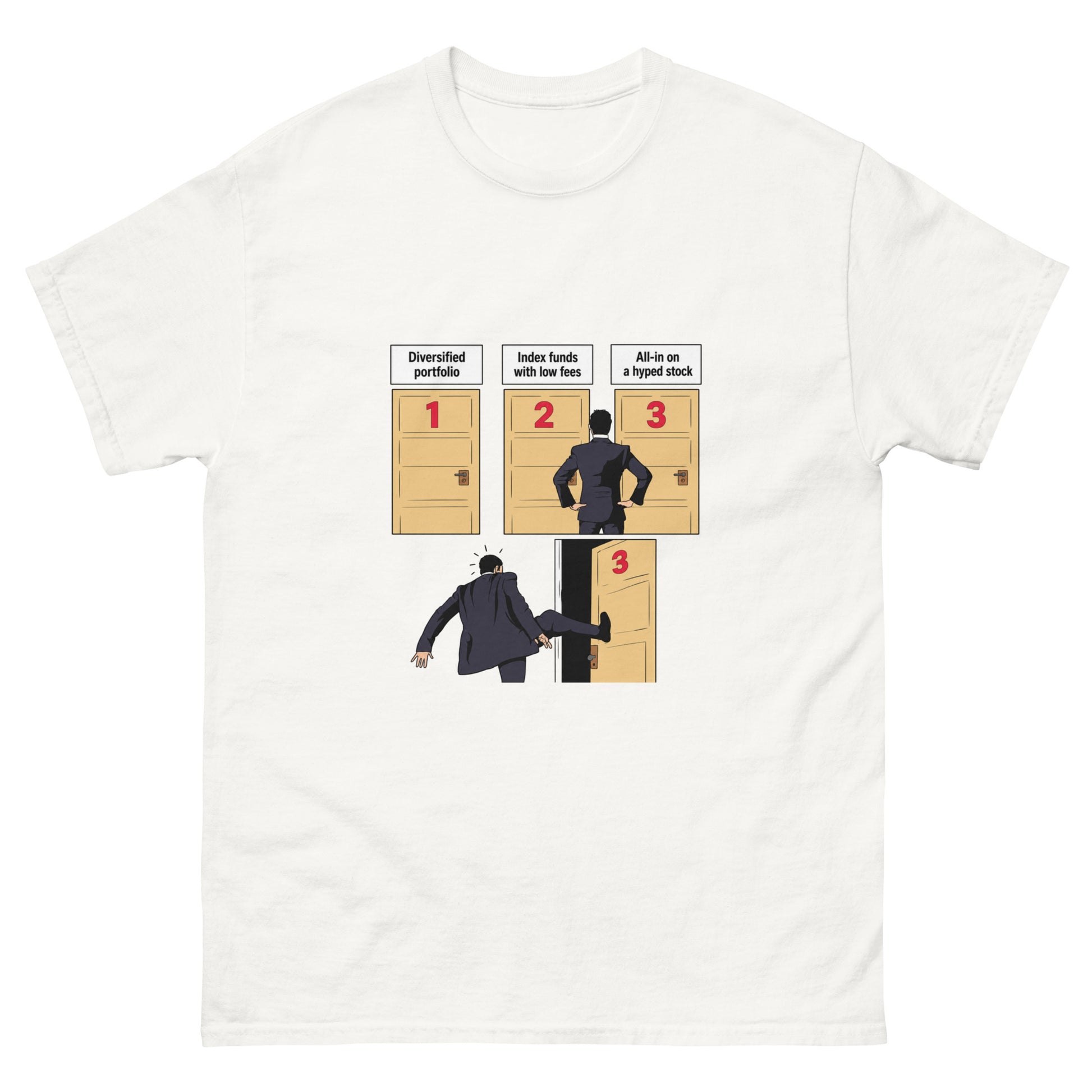 "Door 1,2,3" trader-choice meme unisex t-shirt