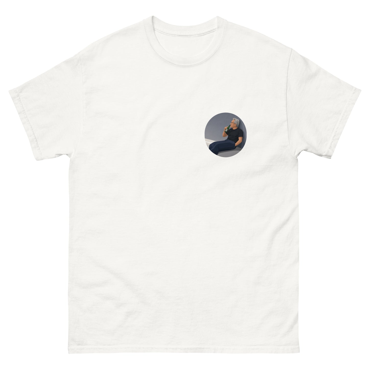 Jensen Huang Nvidia beer small-print unisex t-shirt