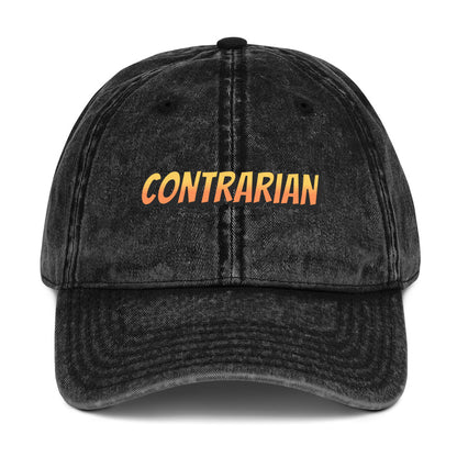 "Contrarian" investor vintage cotton twill cap