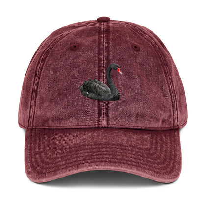"Black Swan" finance vintage cotton twill cap