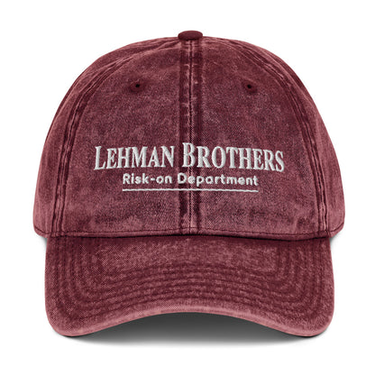 "Lehman Brothers Risk-on Department" vintage cotton twill cap