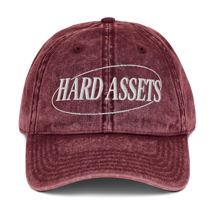 Embroidered vintage-washed cotton twill dad cap with Hard Assets commodity investing design