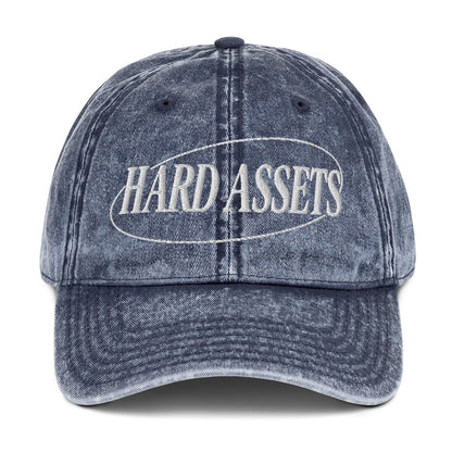 Embroidered vintage-washed cotton twill dad cap with Hard Assets commodity investing design